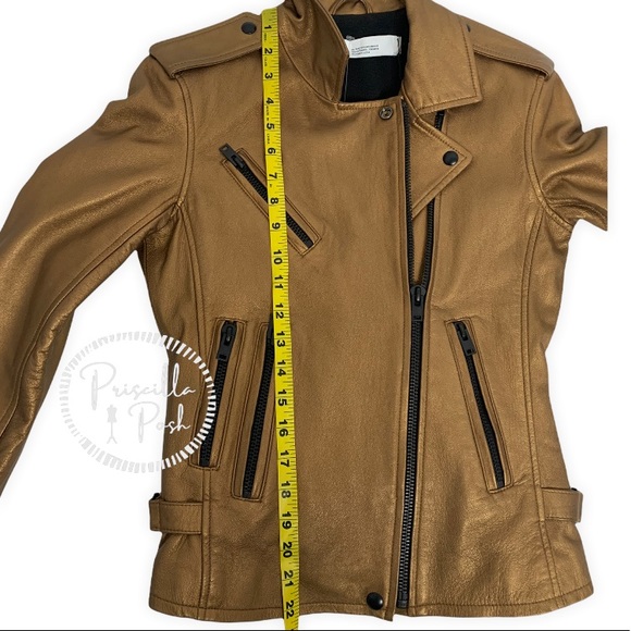 NWT IRO Gold Leather Moto Jacket Fleeced Lined Leather Motorcycle Jacket - Picture 16 of 16